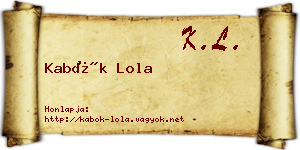 Kabók Lola névjegykártya